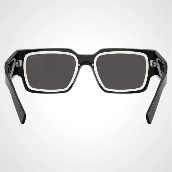 NEW PRADA Sunglasses Black & Talc Rectangle Square Mens 54mm Prada